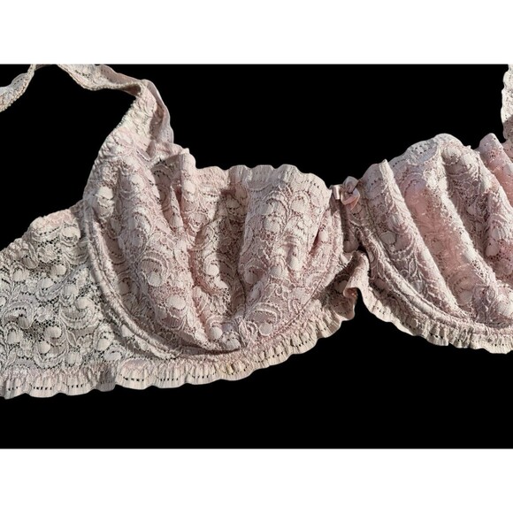 VTG UNDERWIRE EMBROIDERED LACE NETTING BLUE FASHION BUG 42D BRA Lot 2 Pink-Blue - Picture 7 of 11